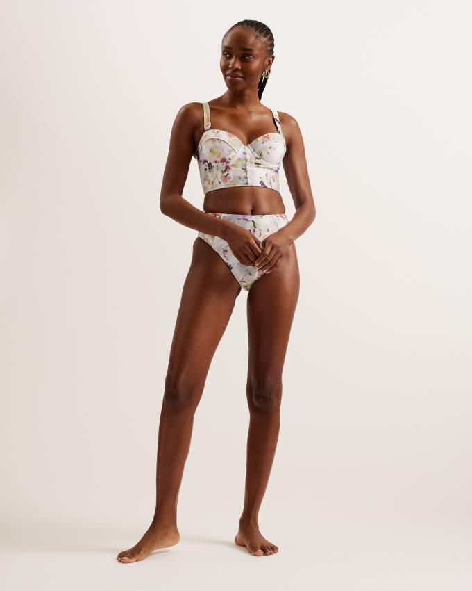 Vetement de Bain Ted Baker Floral High Waisted Bikini Bottoms Blanche Femme | CGC-60364600